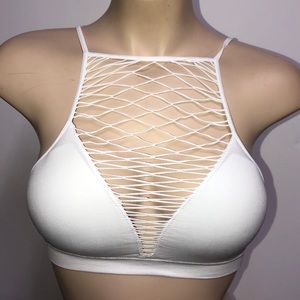 White “netted” padded Bralette